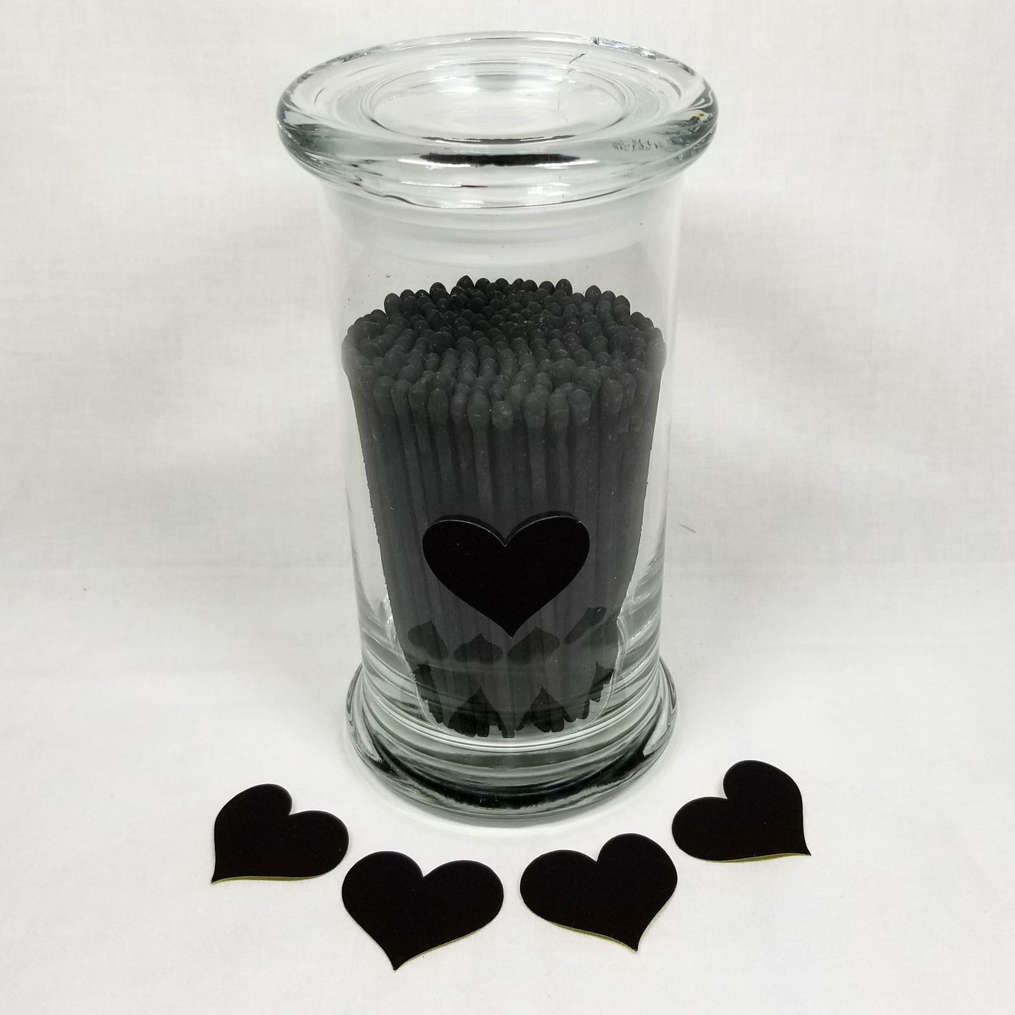 Large Glass Match Holder Jar - Heart Striker
