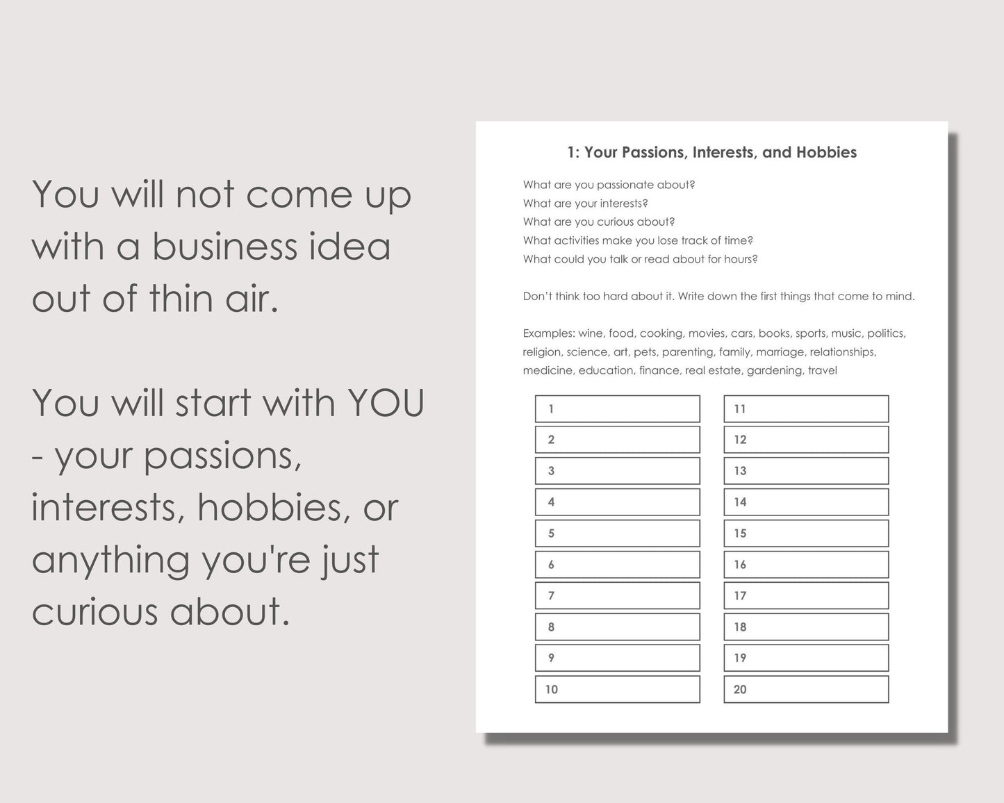 Your First Side Hustle | Business Idea Workbook | PDF Printable Guide | Instant Digital Download | Small Business Beginners